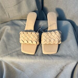 H&M Cream Braided Kitten Heel Sandals